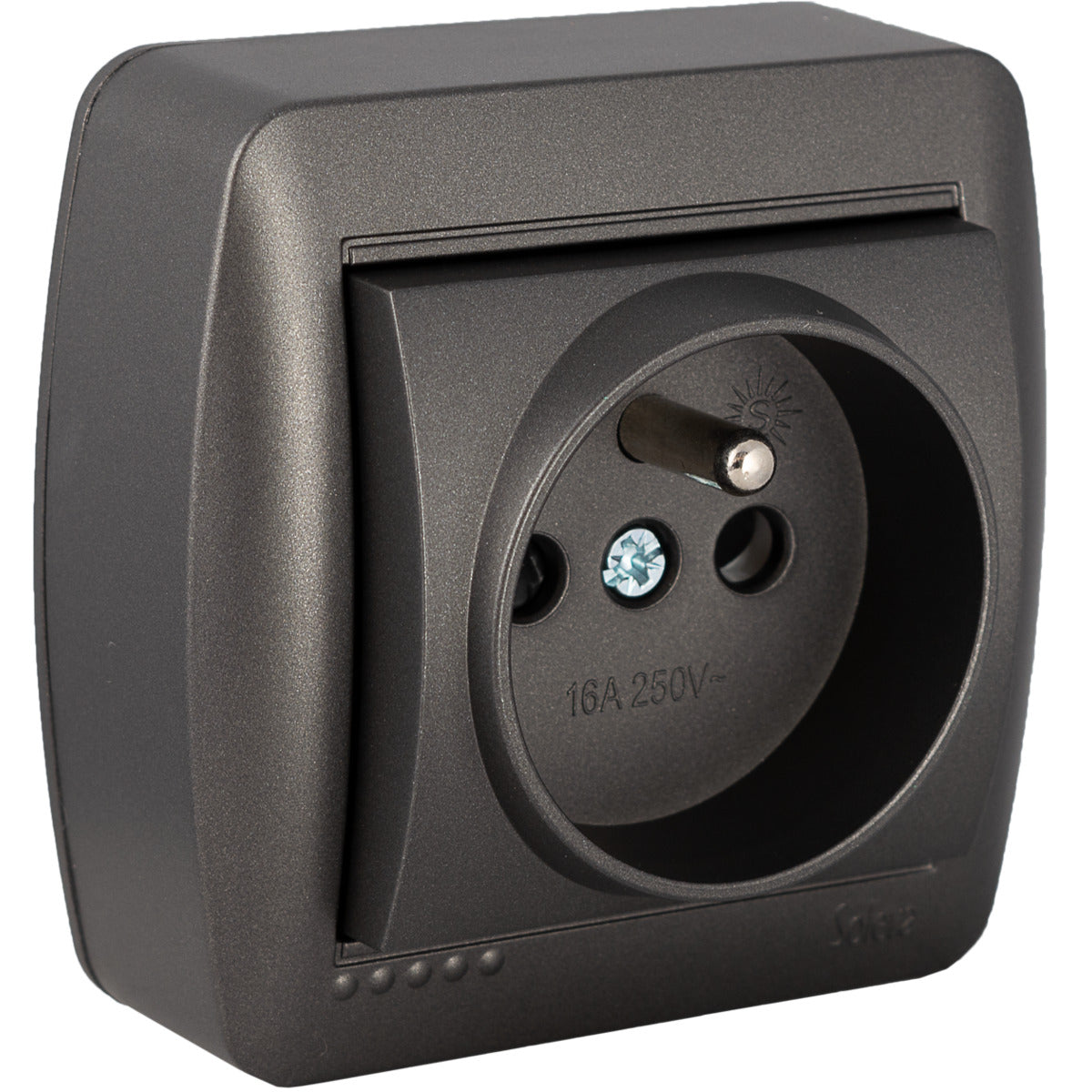 Prise française 2P+T 16A 250V en saillie - Noir graphite - Solera