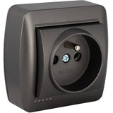 Prise française 2P+T 16A 250V en saillie - Noir graphite - Solera