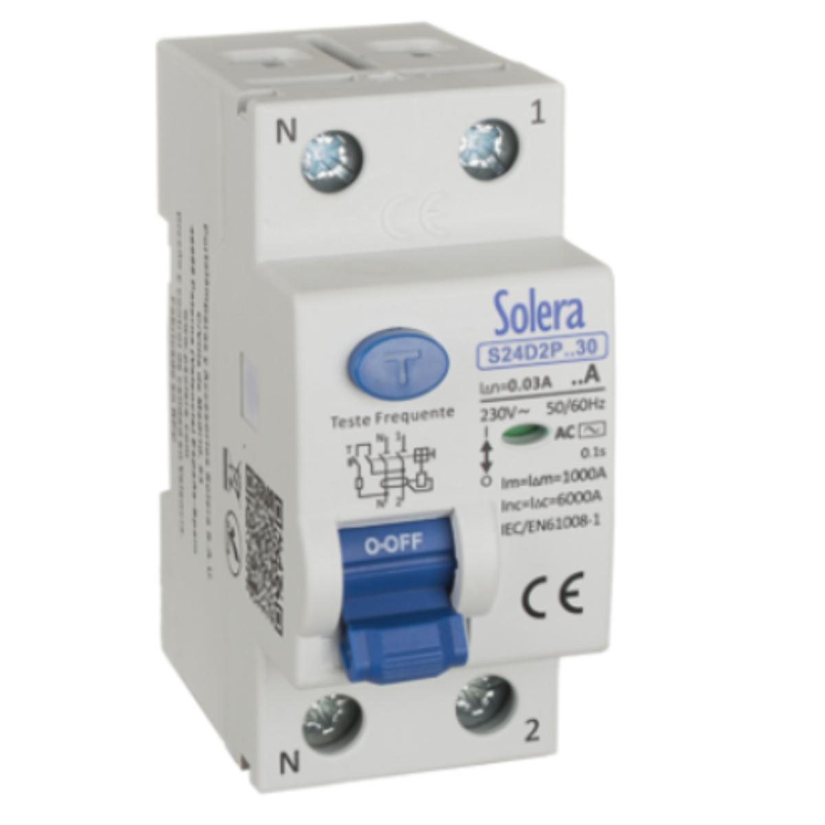 Disjoncteur différentiel magnétothermique 1P+N 16 A 230 V AC - Solera